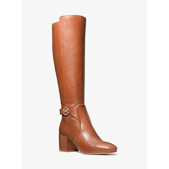 Michael Kors Carmen Womens Tall Leather Riding Boots Size 10 Cognac Brown NEW - Picture 1 of 13
